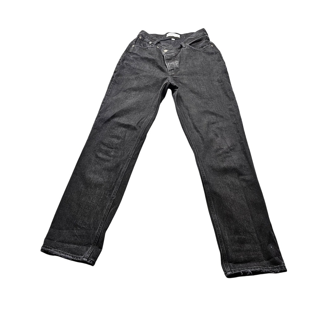 Abercrombie Criss Cross Upsize Jeans Womens 25 Washed Black Straight Leg